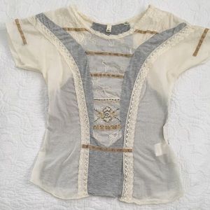 Anthropologie Embroidered T Shirt